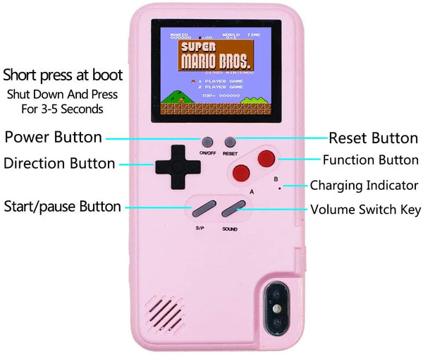 Gameboy Case for iPhone, Autbye Retro 3D Phone Case Game Console with 36 Classic Game, Color Display Shockproof Video Game Phone Case for iP