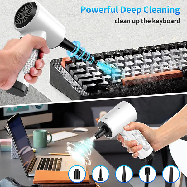 Cordless Compressed Air Duster, 51000RPM, 3 Speed, 6000mAh10W Fast Charging Powerful Keyboard Cleaner with LED Light for Dust Off/Cleaning Computer/Conditioner/Car