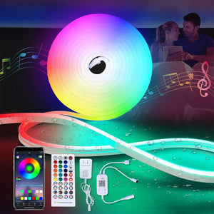 Neon Rope Light with Music Sync,Multicolor Changing Led Strip Light with Remote and App Control,Cuttable Waterproof RGB Smart Lights for Bedroom,Party DIY,Signage,Gaming Room(16.4ft)