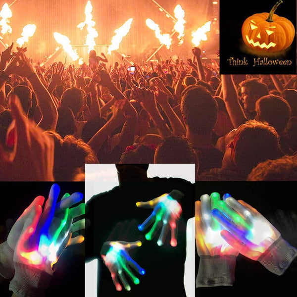 Autbye Light Up LED Skeleton Hand Gloves Halloween Toy (2019 Enhanced Edition) Novelty for Kids Masquerade Cosplay Festival Party Prop Scary