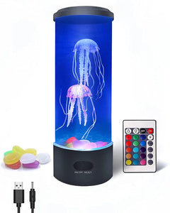 Jellyfish Lava Lamp,3D Lifelike Jellyfish Aquarium Tank Table Lamp with 16 Color Changing Light, Futuristic Decor Mood Lamp for Room